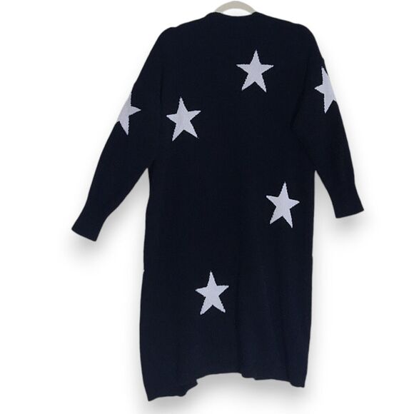 Taylor Karssen Womens Black White Star Cardigan Sweater S Small Soft Cozy Plushy - Picture 4 of 10
